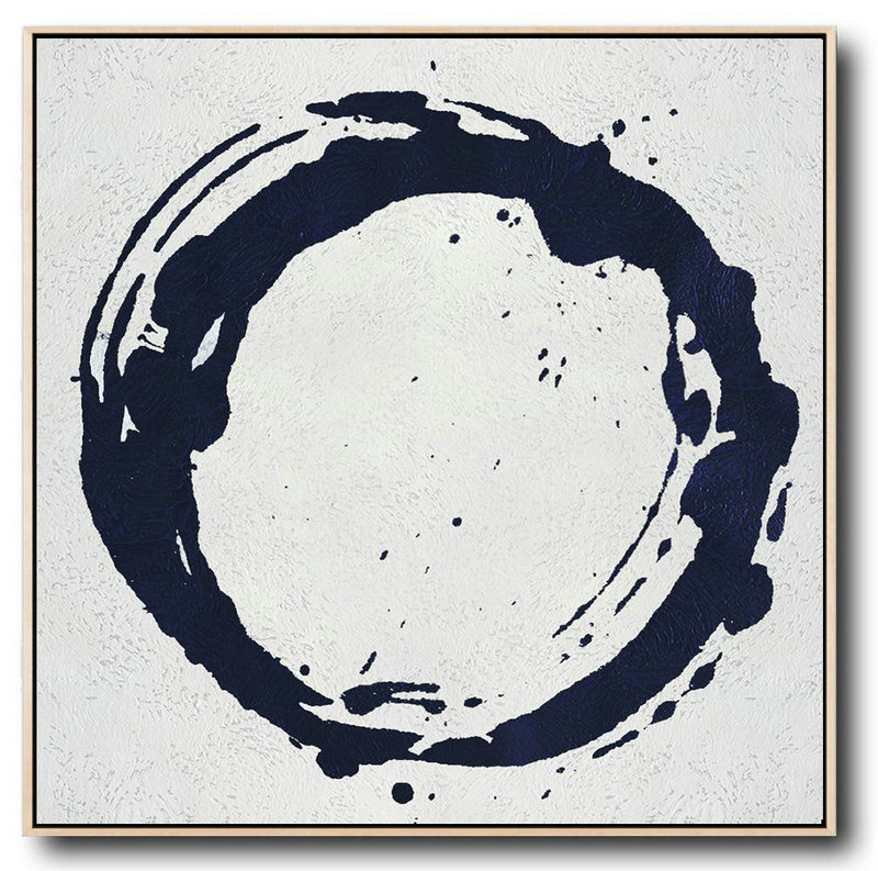 Huge Abstract Painting On Canvas,Hand Painted Navy Minimalist Painting On Canvas,Abstract Art Decor Large Canvas Painting